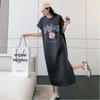Cartoon Retro Slimming Sporty Dress for Summer. Comfortable and Loose-fitting Fashionable T-shirt Dress.