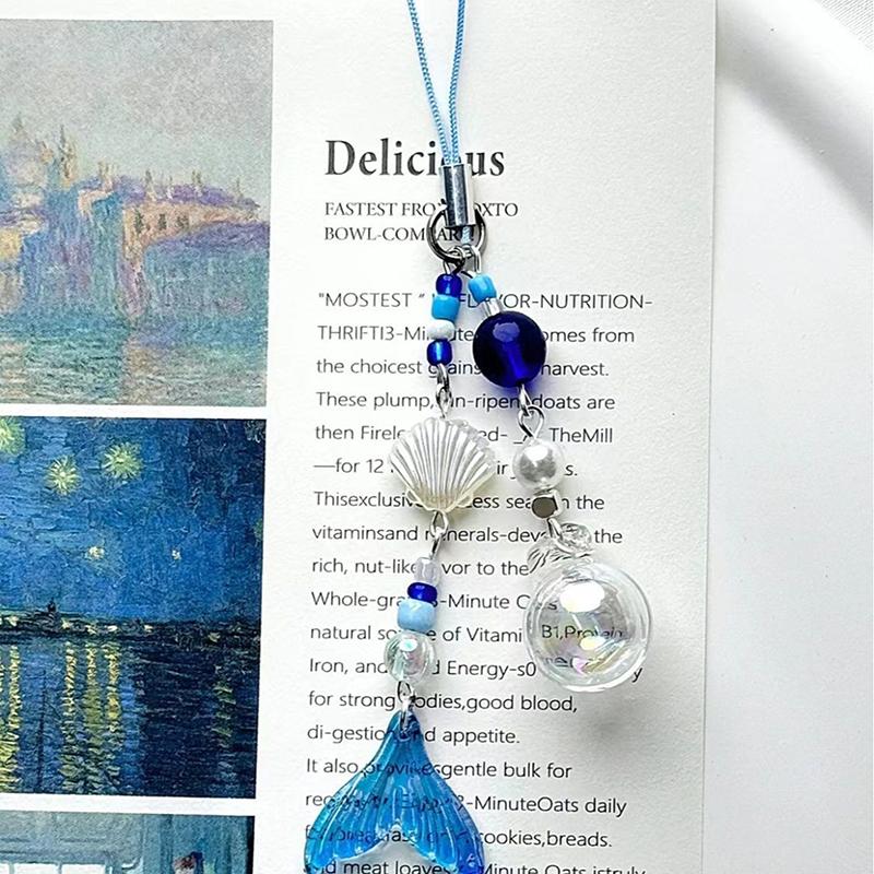 Y2K Trendy Lucky Grass Star Bear Phone Charms Sweet Four-Leaf Clover Beaded Keychain Bag Pendant Decoration For Women Girls Gift