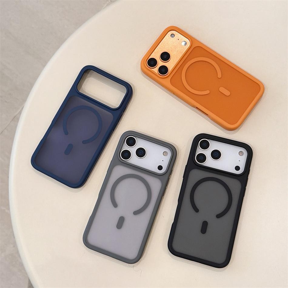 Translucent Matte Magnetic Case For iPhone 17 16 15 14 13 ProMax 17Pro Shockproof Wireless Charging Phone Cover Funda