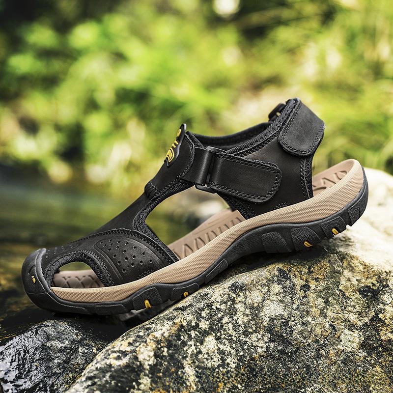 Herren Große Rindsleder Baotou Sandalen - Sommer Atmungsaktive Sport Outdoor Strandschuhe