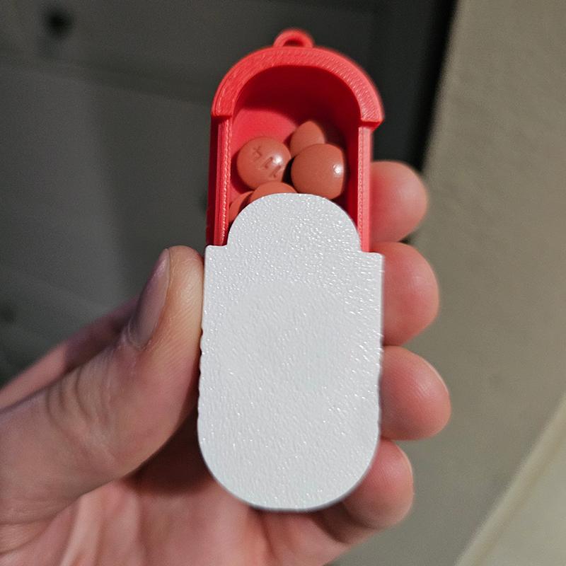 Mini Sliding Pill Box Keychain Medication Organizer Multiple Compartments Travel Pill Organizer Portable Pill Pod Tablet Case