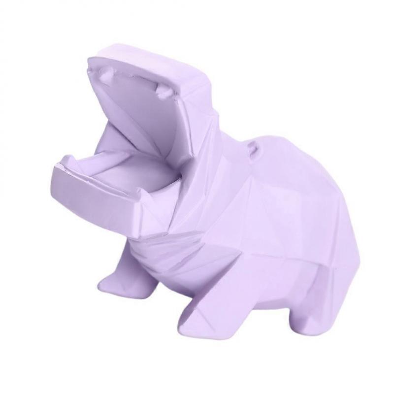 Hippopotamus Desktop Decoration Saving Case Resin Material Purple 11.5*17cm Cartoon Design Coin Storage 1Pack