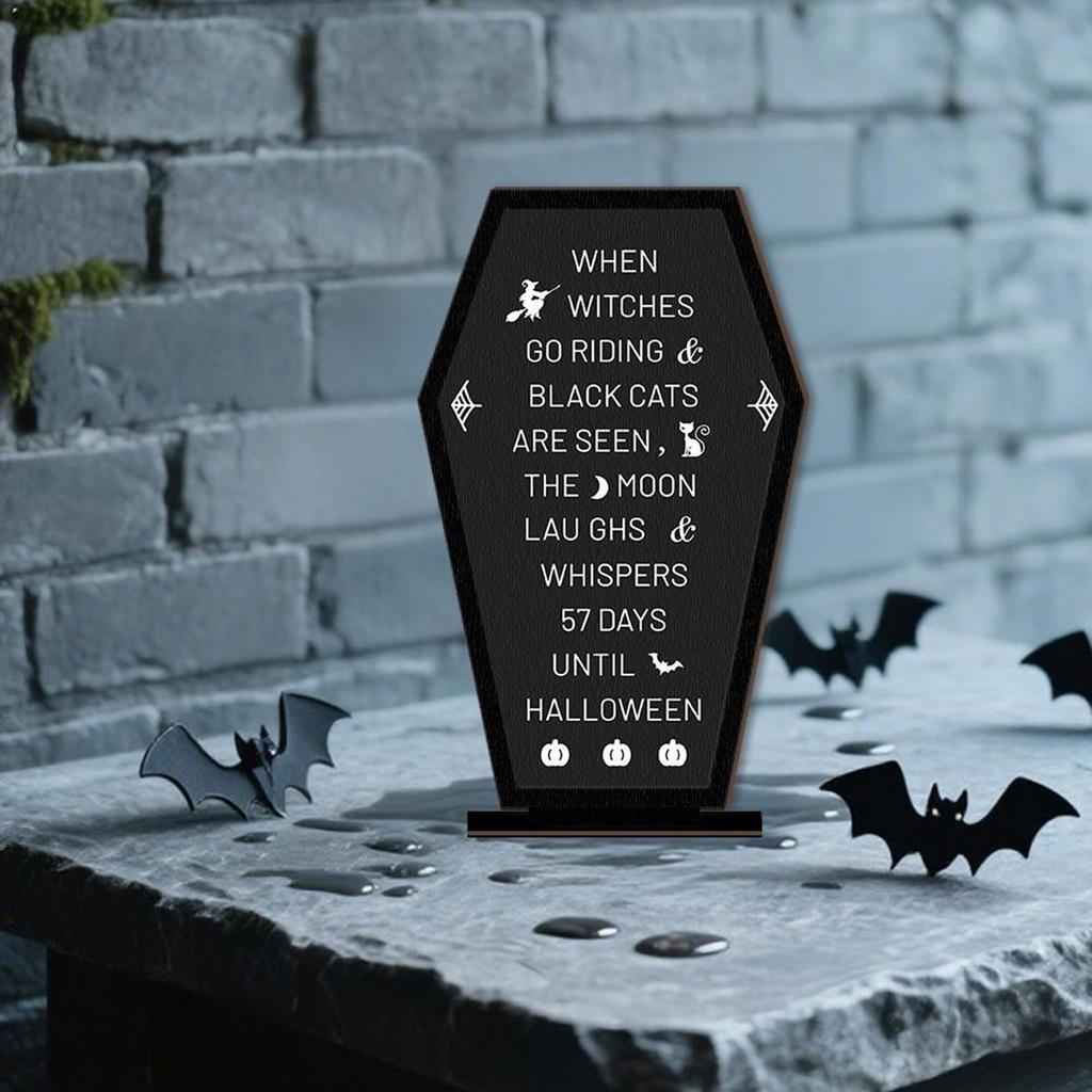 Halloween Decoration Table Sign Desk Wooden Coffin Sign For Halloween Message Board Display Holiday Ornament For Dining Room