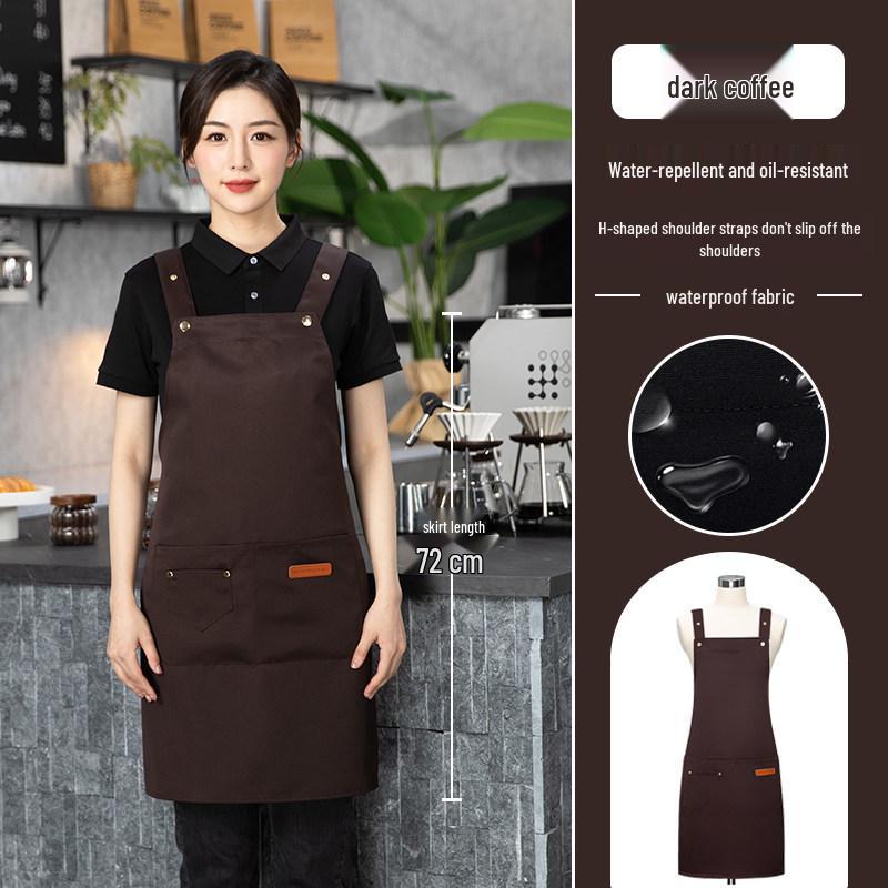 Women's Waterproof Chef Apron with Exquisite Shoulder Straps – Oilproof, Logo Customizable for Hotel and Kitchen Use