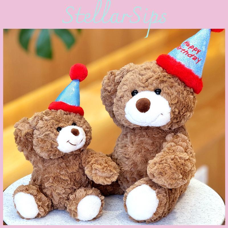 Adorable Teddy Bear Plush Toy Birthday Cap Bear Kids Gift Stuffed Doll Animal