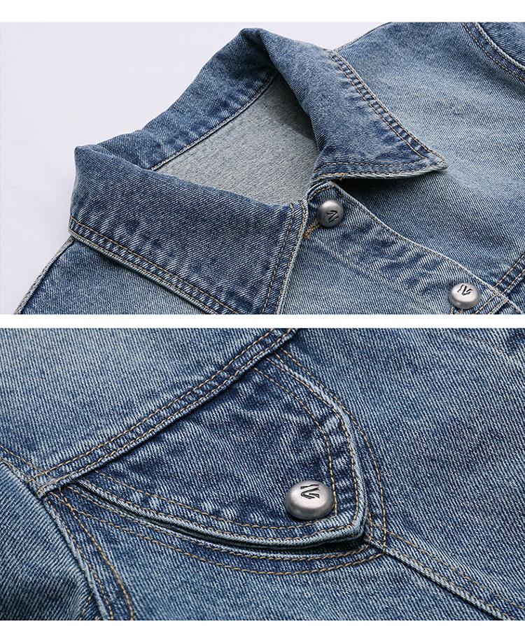 2025 Women's Retro Loose-Fit Denim Jacket with Turn-Down Collar, Long Sleeves