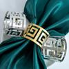 6pcs Gold & Silver Napkin Rings Wedding Serviette Ring Alloy Table Napkin Holder Hotel Western-style Food Table Craft Decoration