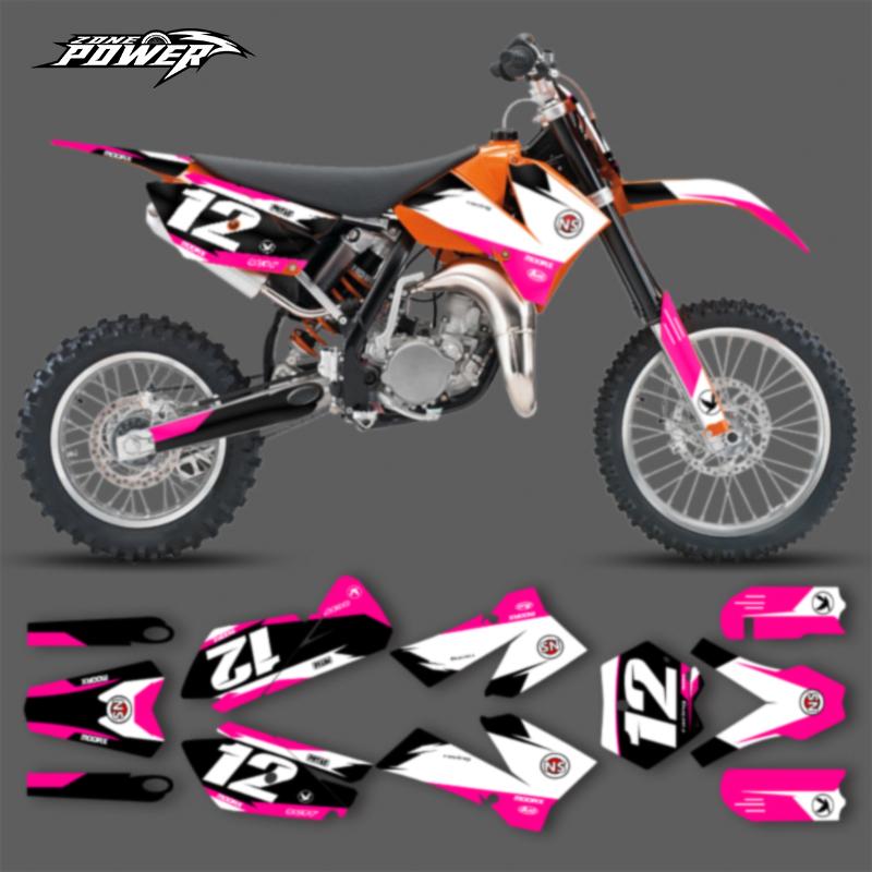 Powerzone Motorcycle Graphics Decals Stickers Kits for KTM SX85 SX105 2003-2012 Customized Number Name Background