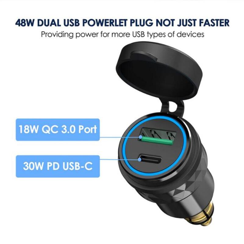 Dual USB Charger Hella DIN Plug Socket Adapter For BMW Ducati Motorcycle 12V-24V High Quality