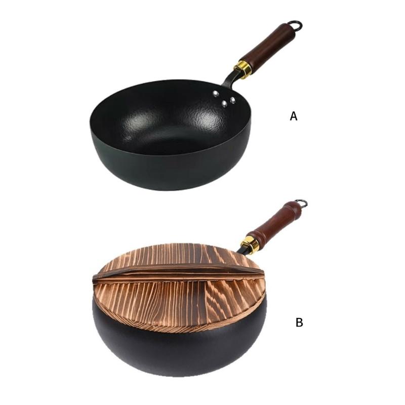 Large Capacity 24cm Chinese Cast Iron Cooking Pan Nonstick Coating For Healthy Frying And Stewing