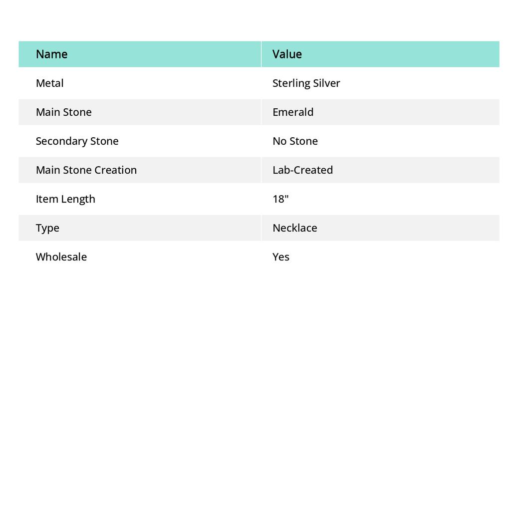 Emerald(Simulated) Gemstone 925 Sterling Silver Jewelry Necklace 18" s1i69