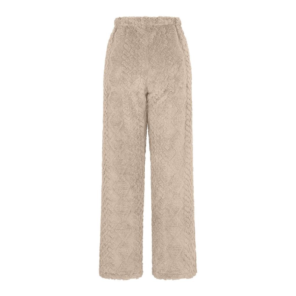 Women's Fashionable Loose-Fit Trousers Sporty Fleece-Lined Solid-Colour Long Trousers
