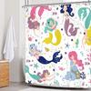 Mermaid Kids Shower Curtain Colourful Cartoon Sea Creatures Starfish Cute Girls Bathroom Decor Polyester Fabric Hanging Curtains