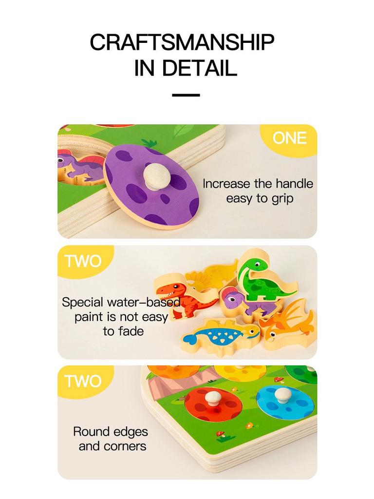 3D Wooden Dinosaur Egg Puzzle Board - Educational Toy for Children's Early Learning