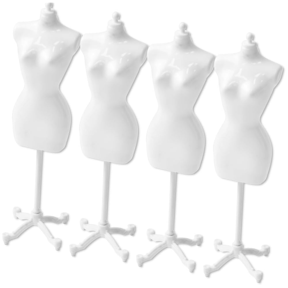 

TradeArch Doll Size Torso 1/6 Miniature Mannequin Set of 4 Display Collection for Crafts and Clothing Showcase