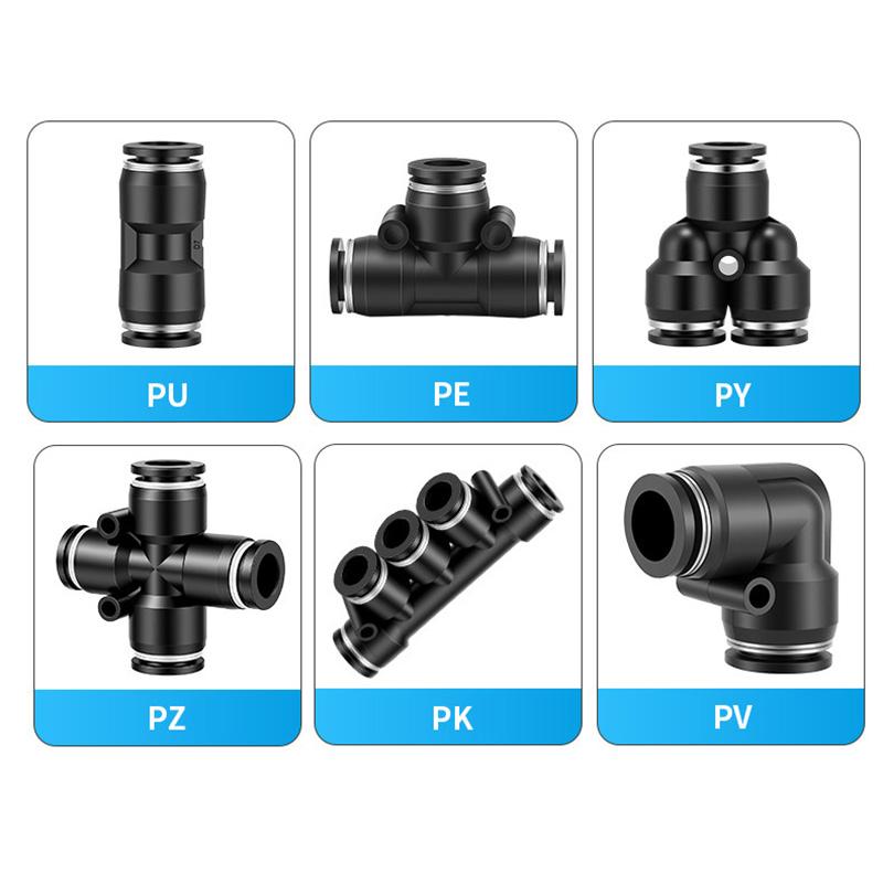 4/6/8/10/12/14/16mm Pneumatic Fitting Pipe Air Connector Tube Quick Release Fitting Plastic Water Push In Hose PU/PE/PY/PV/PZ/PK
