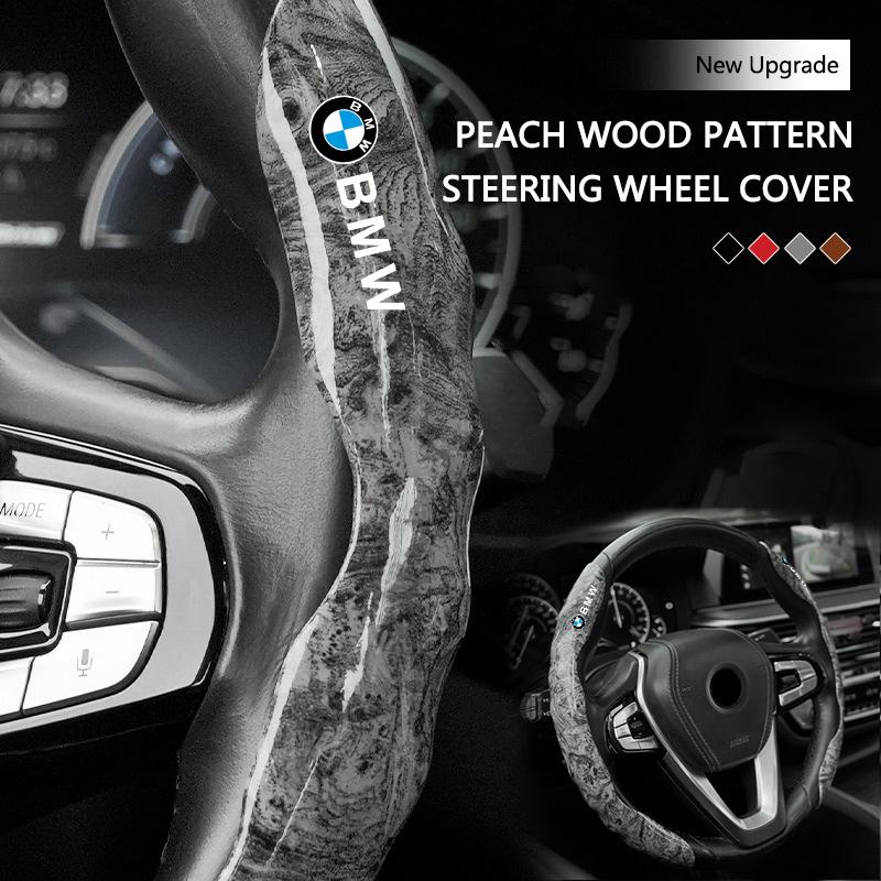 BBJV7 2Pcs Car Non-Slip Steering Wheel Cover Protection For BMW 50th M Sport M3 M4 M5 E36 E39 E46 E60 E90 F15 F20 G30 X1 X3 X5 X7 Logo