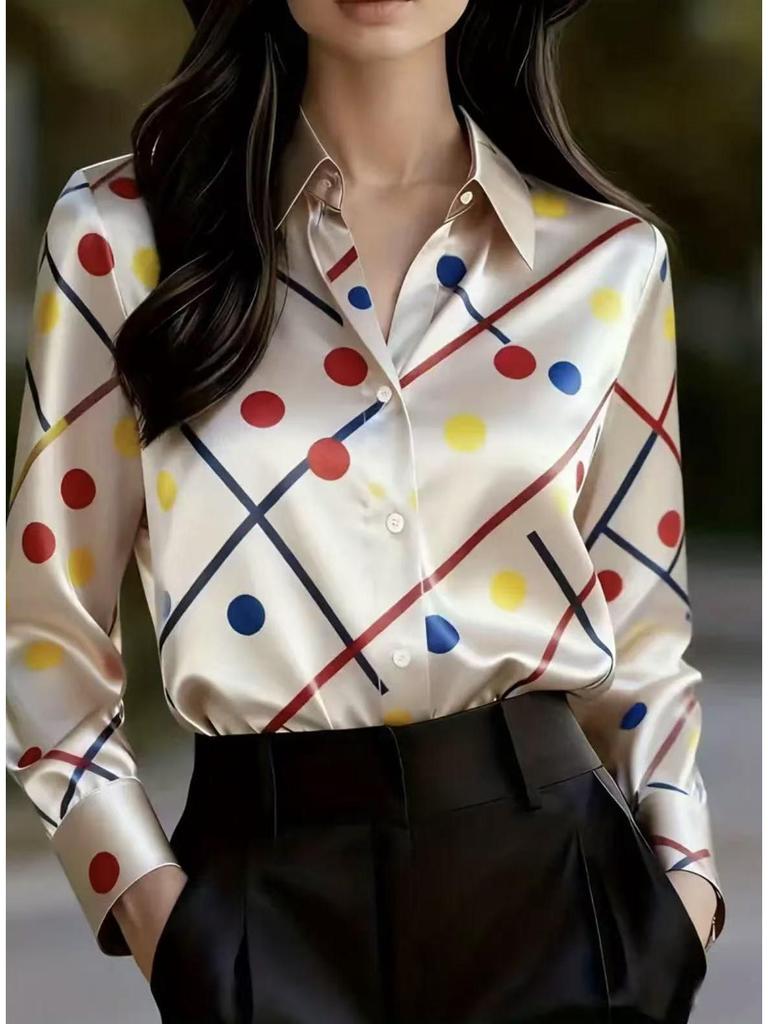 European & American Women's Floral Retro Long Sleeve French Shirt 2026 Design