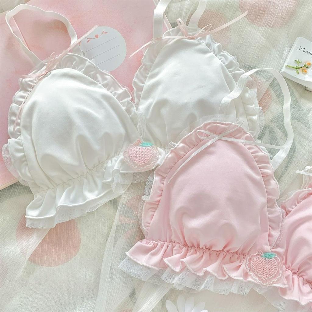 Mädchen süße BHs, rückenfreie weiße Unterwäsche ohne Bügel, Innentops