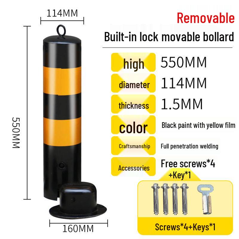 Reflective Steel Anti-Collision Parking Post with Lock