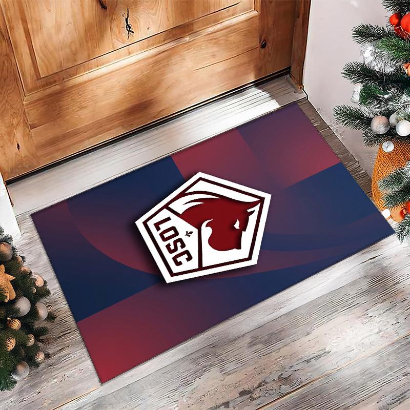 LOSC Lille FC Soccer Football Pattern Soft Area Rug Non Slip Indoor Floor Carpet Sports Decor Mat for Bedroom