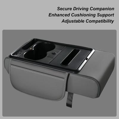 Car Armrest Box Heightening Cushion With Cup Holder Tissue Box Side Storage Pocket Universal Auto Interior Accessories