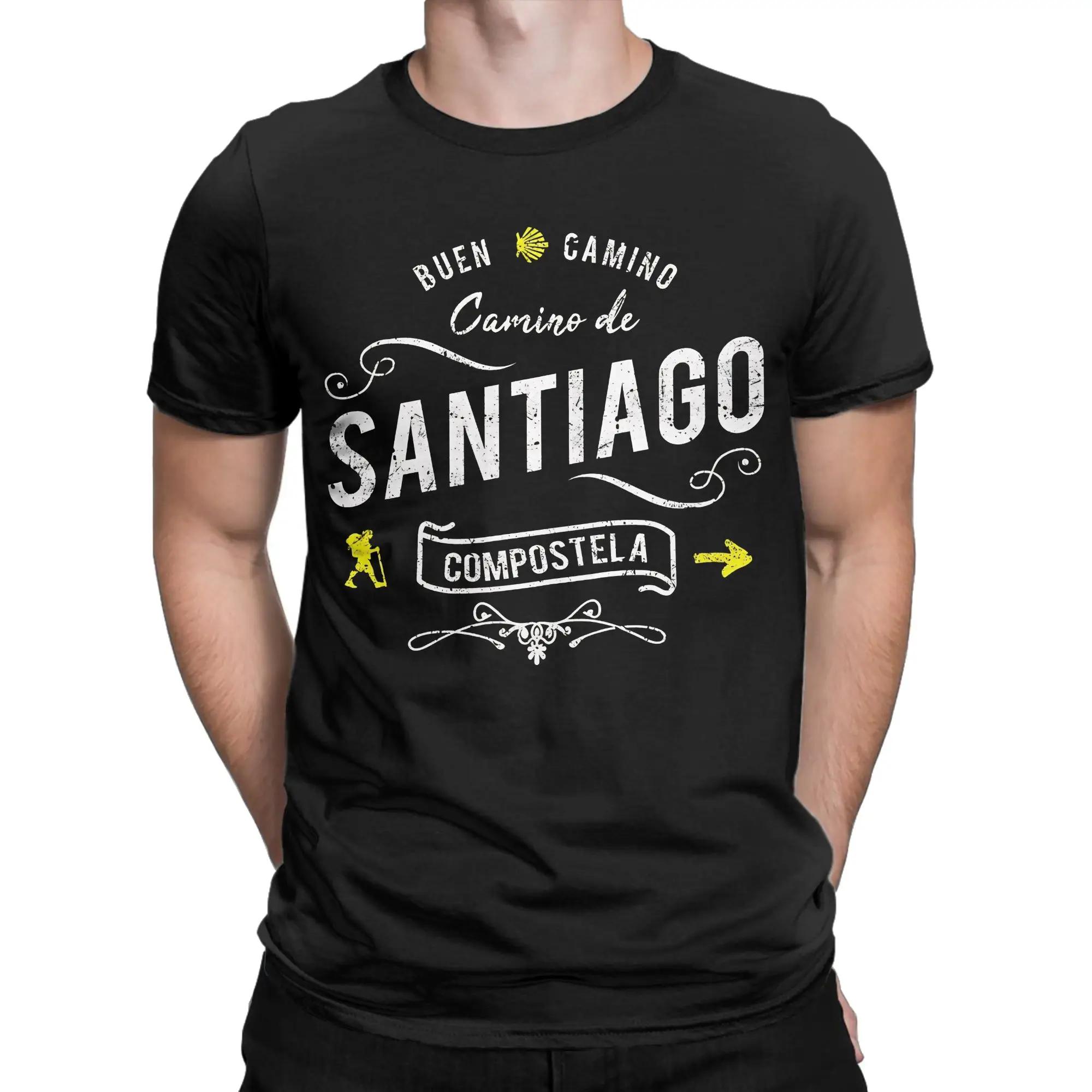 Men T-Shirt Buen Camino De Santiago Compostela Peregrino Vintage Cotton Tee Shirt Short Sleeve T Shirt Crew Neck Tops S