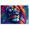 Canvas Print, Colourful Neon Lion Abstraction