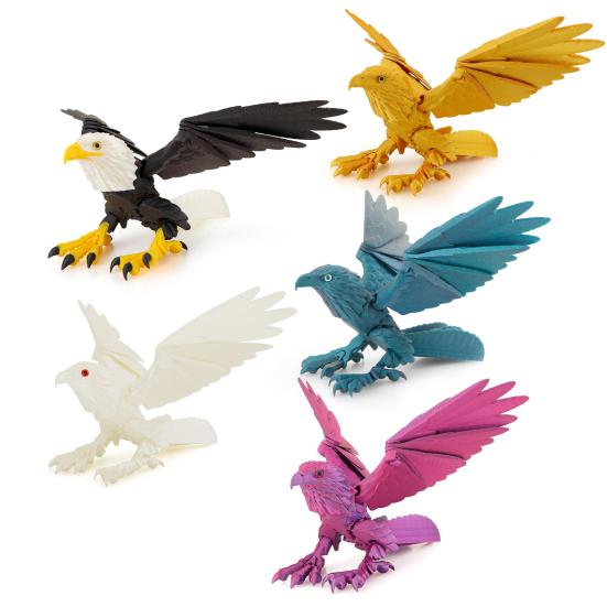 3D Printed Eagle Figurine Movable Joints Eagle Figure Model Toy Articulated Bird Figurine Home Office Bookshelf Desktop Decoration Ornament