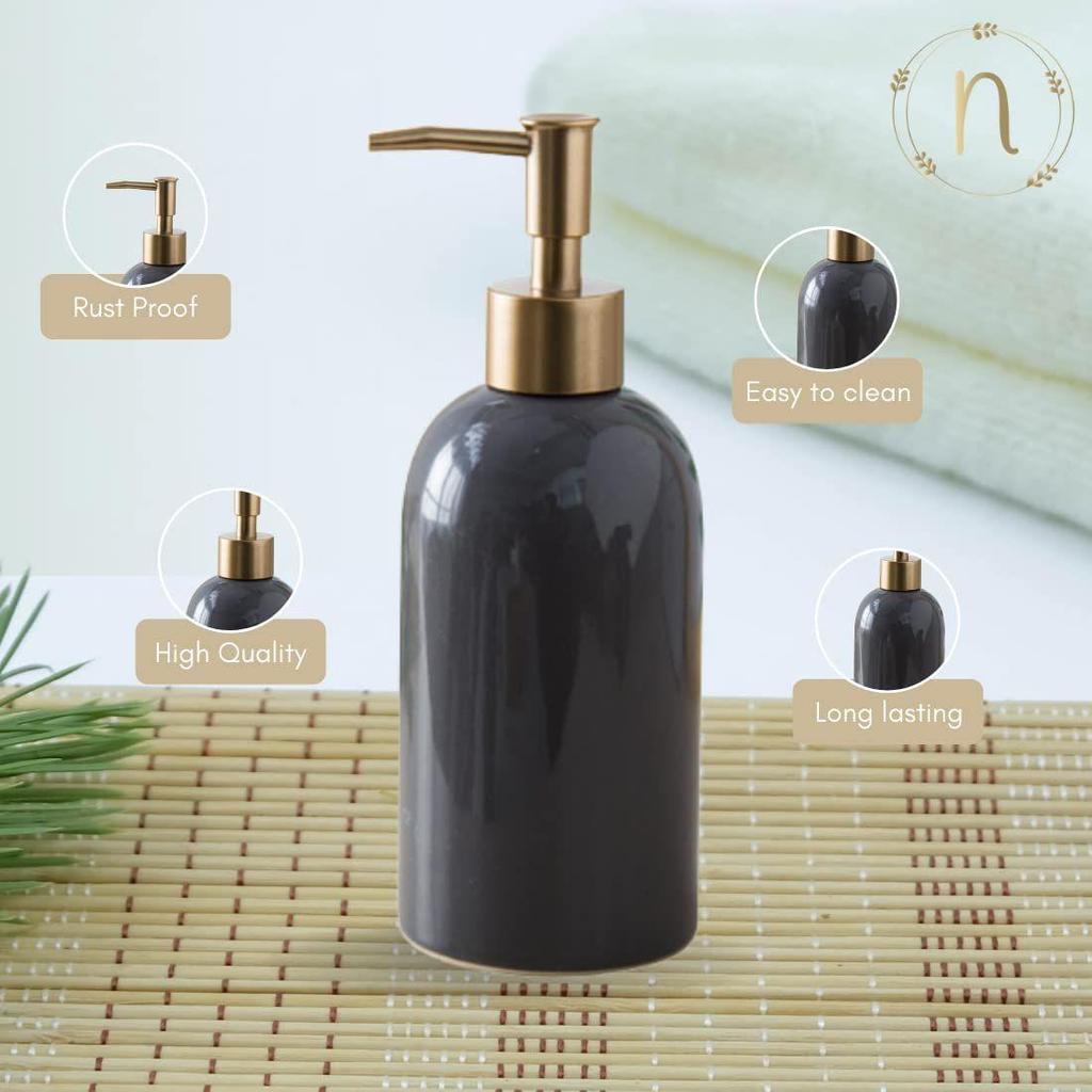 Keramischer Flüssigseifenspender für Badezimmer (420 ml) - Handwaschspenderflasche mit Pumpe für die Küche - Seifenspender