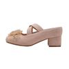 Coarse Heel Single Shoes Single Shoes Gentle Flower Mary Jane Bag Head Half Drag Women's Shoes