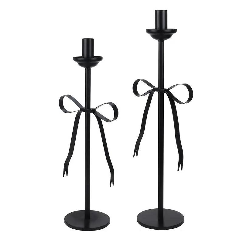 Iron Art European Style Living Room Candle Holder Desktop Ornaments Black Chic Candlestick Decorative Home Decoration