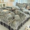 Winter Milk Flannel Fleece Quilted Four-Piece Duvet Cover Set - Double-Sided Warm Plush Coral Fleece