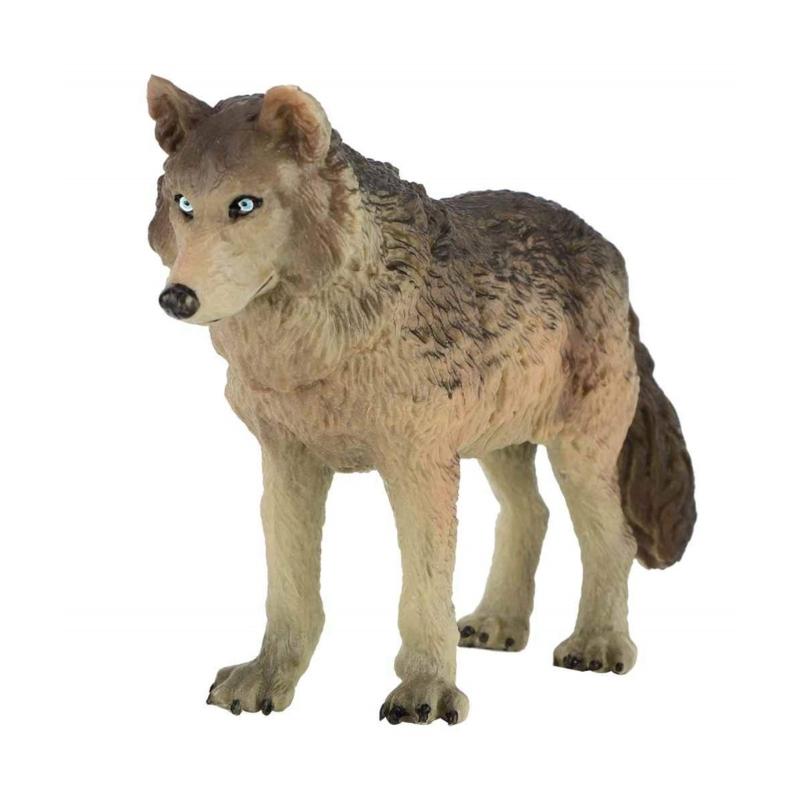 Realistic Wolf Figure Toy Educational Model Simulation Animal For Children And Collectors In Cyan Or Gray Plastic