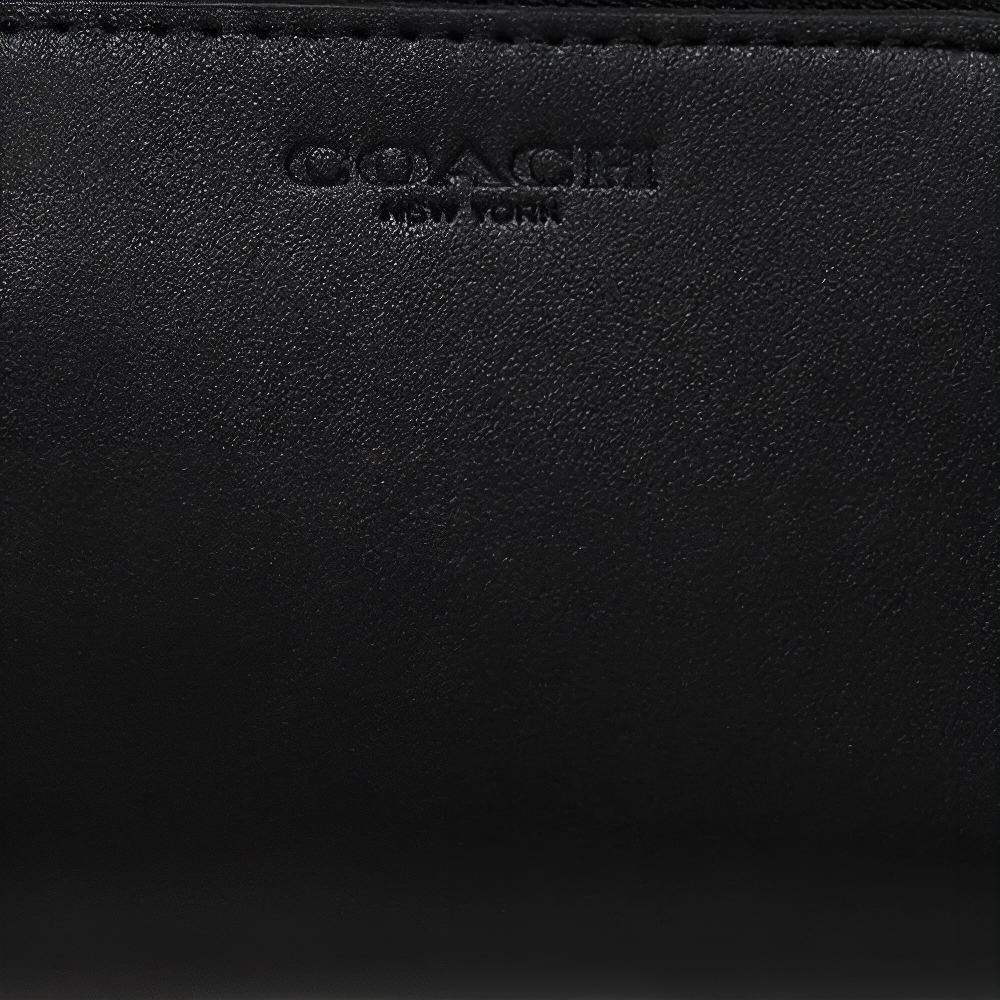 Coach Card Case 12 Logo Embossed Zipper Closure Calfskin Wallet Unisex Wallets Black CD795G-BLK