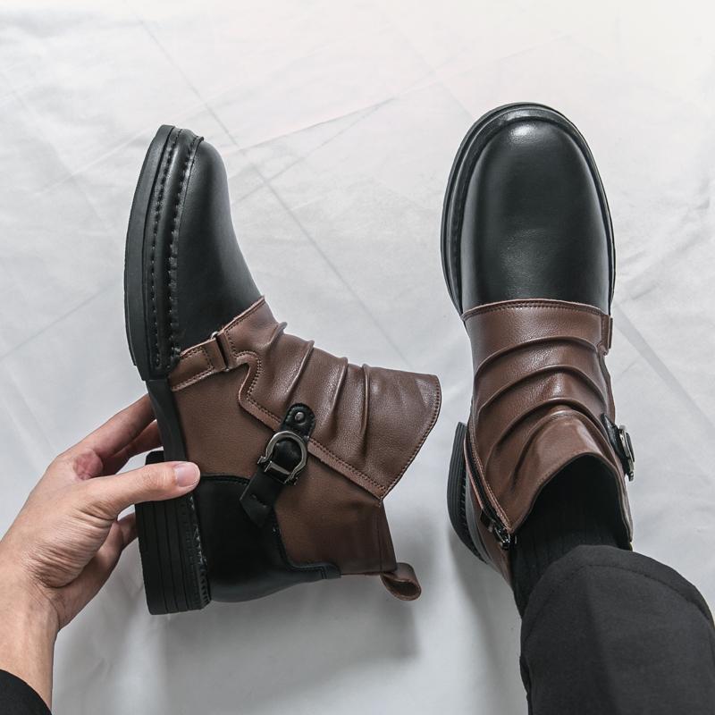 

Autumn and Winter Retro Men s Ankle Boots Fashionable and Casual Zipper Boots Versatile To Match with Formal and Casual Wear 43