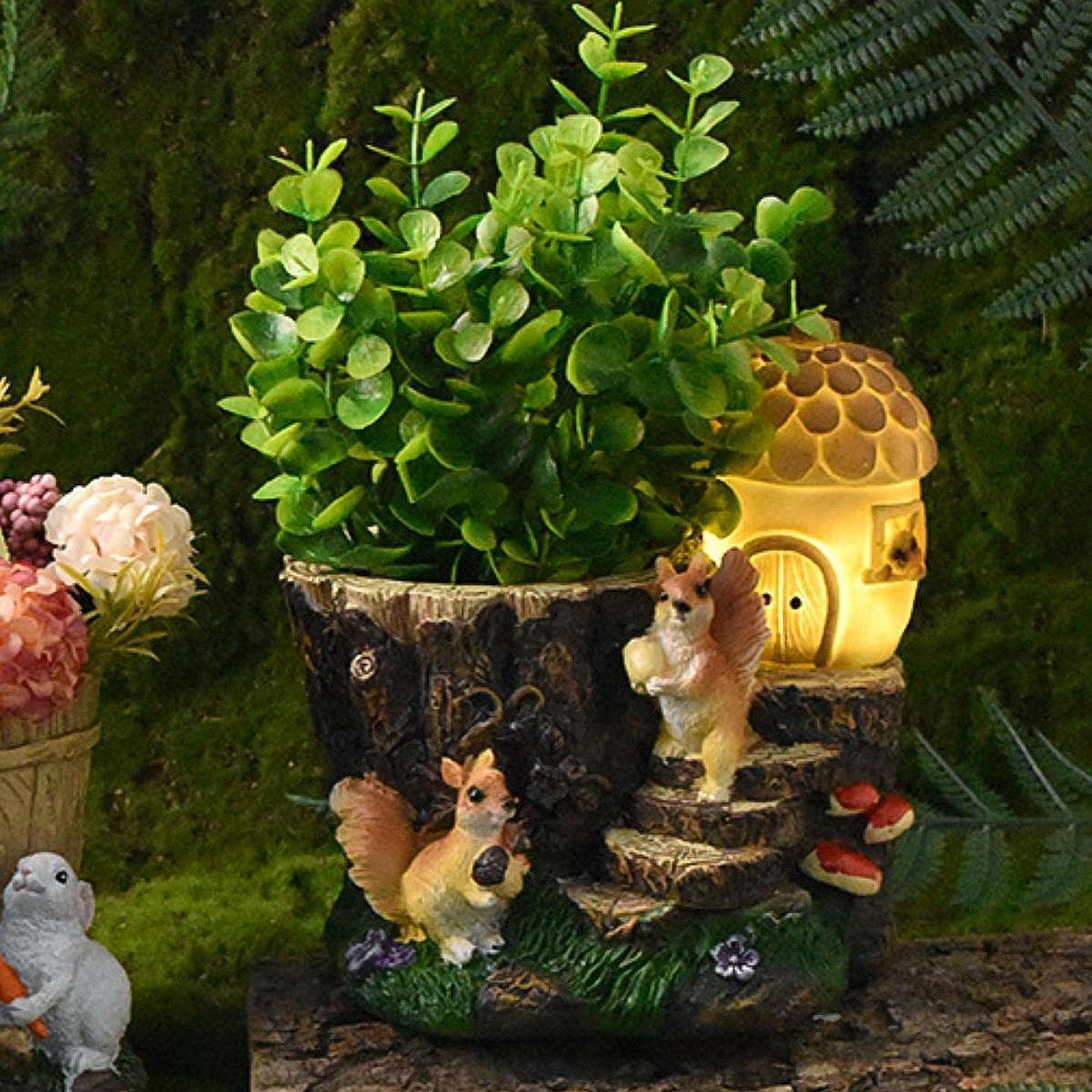 

Статуя тваринного саду Фігурка з сонячним світлом Ремесла Орнамент Смоляна скульптура Кашпо Горщики Style B