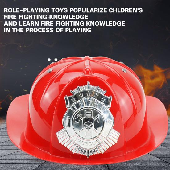 Firefighter Helmet Toy Stimulated Firefighter Helmet Children Cosplay Helmet Educational Thickened Firefighter Badge Helmet Toy