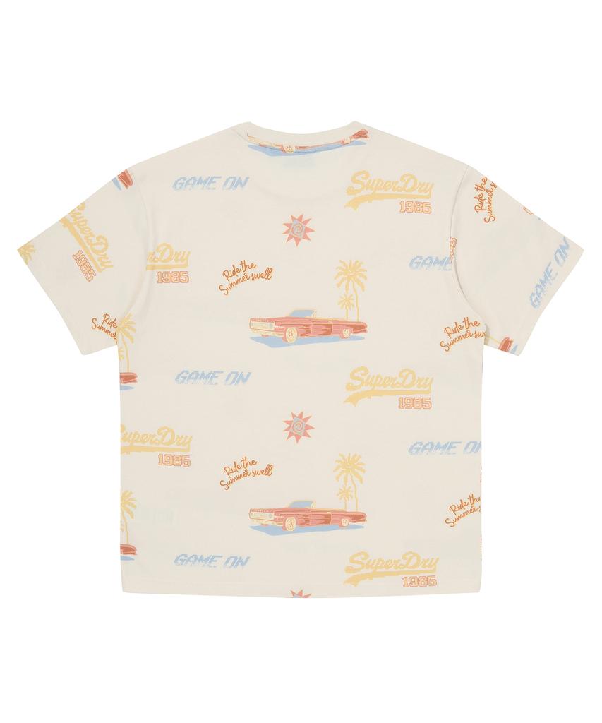 Syupeodeulai Street Surfer Pattern T-Shirt Cream