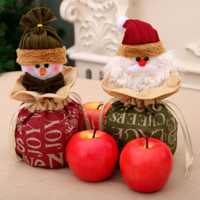 Large Christmas Children's Gift Bag Linen Apple Bag Christmas Eve Goodie Bag Gift Bag