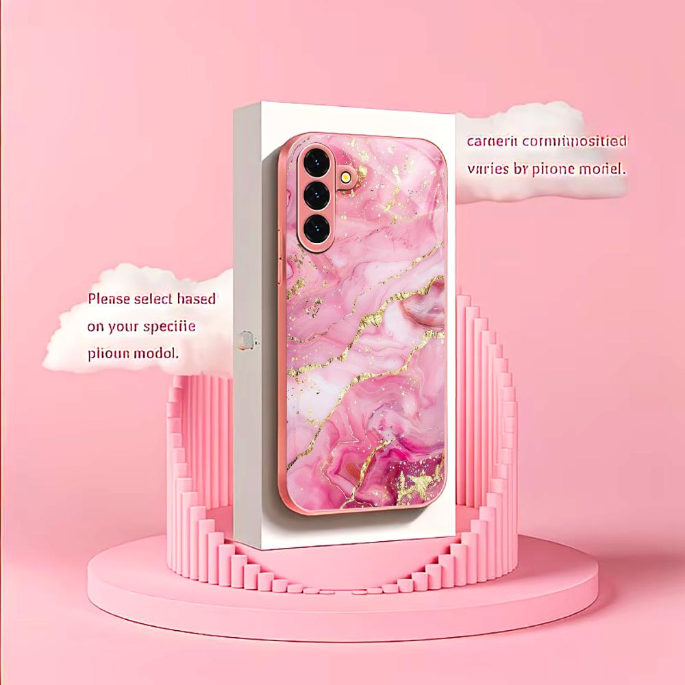 Pink gold texture Madam pink Glass PhoneCase for Samsung Galaxy S26 S25 S24 S23 S22 S21 FE Ultra Plus Dropresistant Female