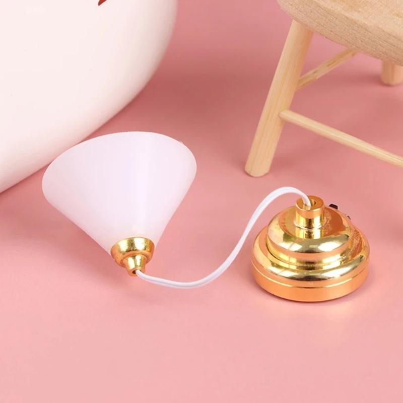 White Miniature Chandelier Light Dollhouses Small LED Light Dollhouse Furniture Lighting for Modern or Vintages Decors