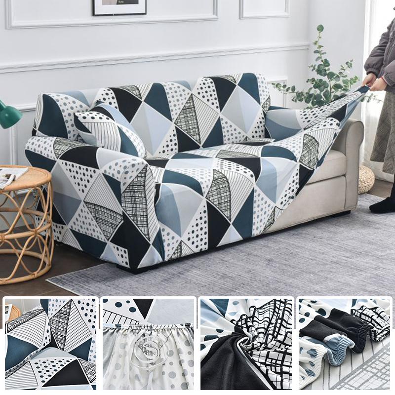 1 szt. Wzór geometryczny narzuta na sofę na sofę narożną elastyczna przyjazna dla zwierząt narzuta na sofę 1/2/3/4 osobową Sofa segmentowa w kształcie litery L