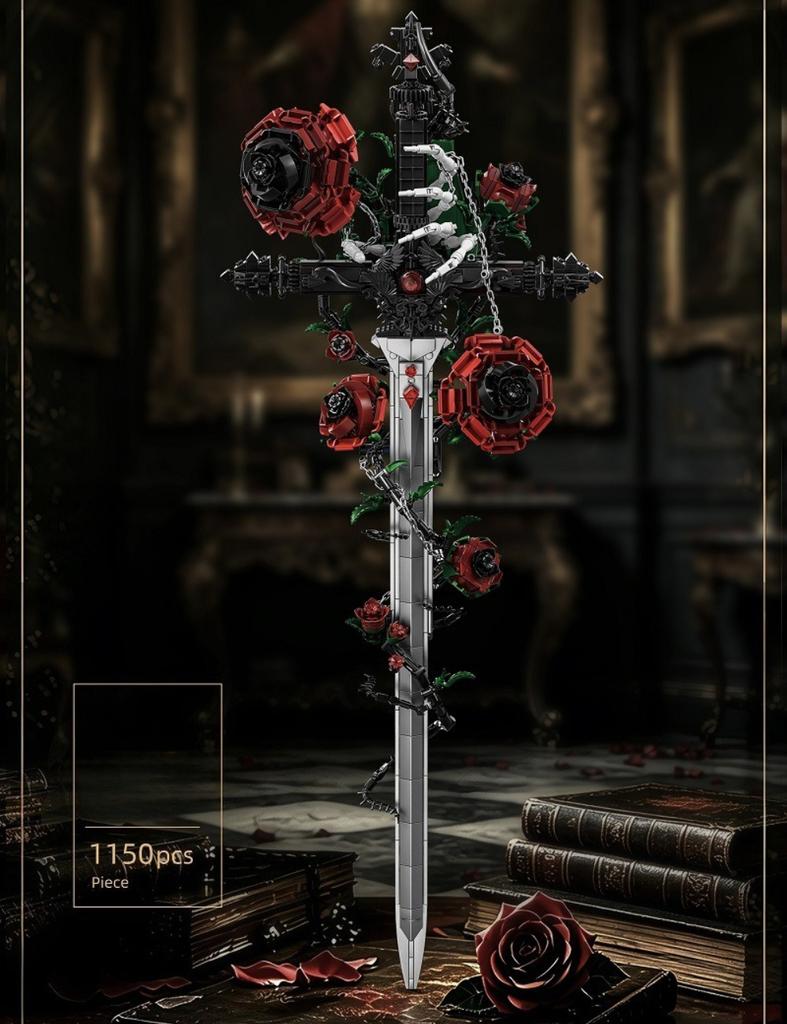 MOC Gothic Skeleton Hourglass Black Spine Sword Lost Rhyme Building Blocks Set Chord Special Dark Rose Toy Special Holiday Gifts