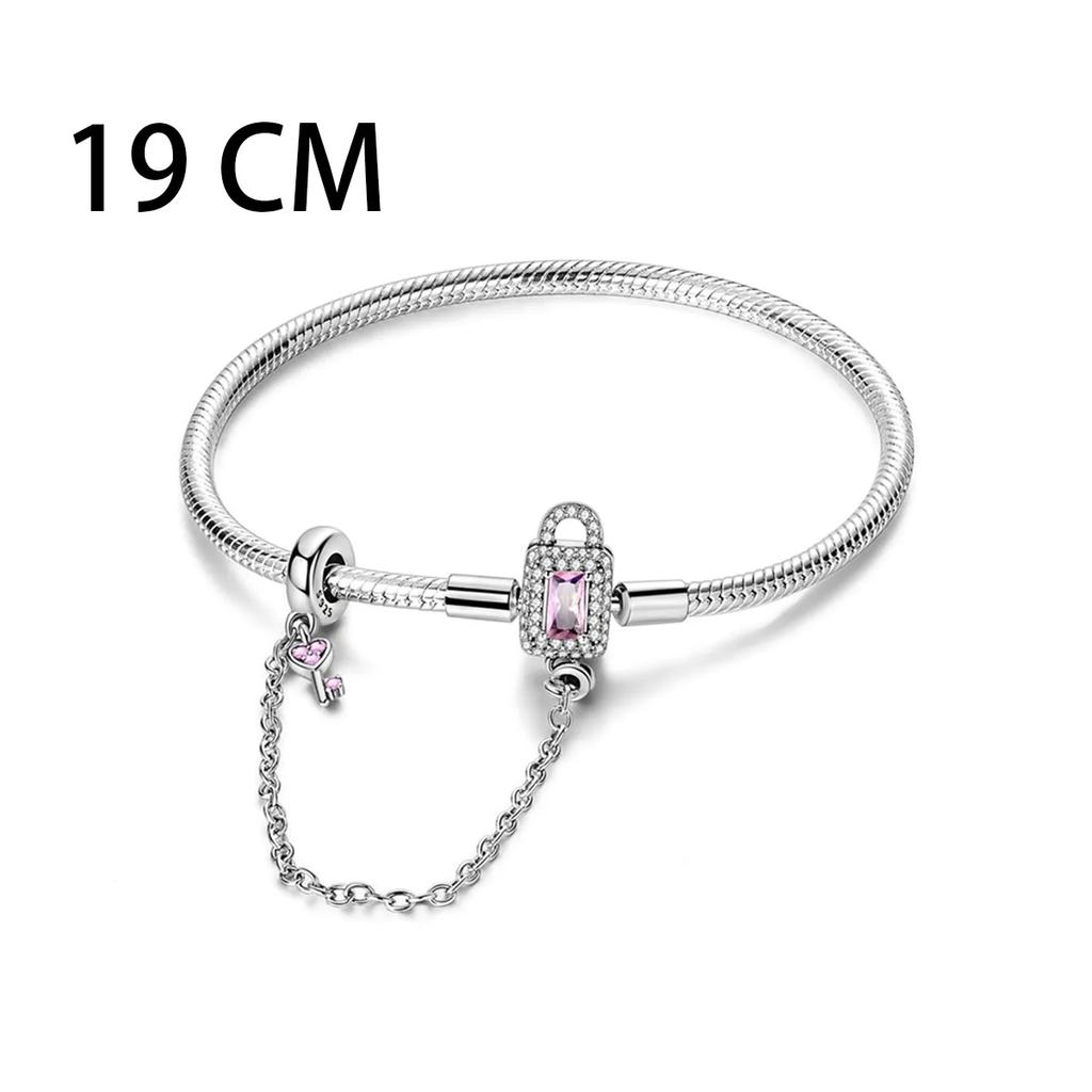Original 925 Silver Lock&Key Charms Lucky Heart Shaped Key Beads Pendants Fit Bracelet DIY Fine Jewelry Gift