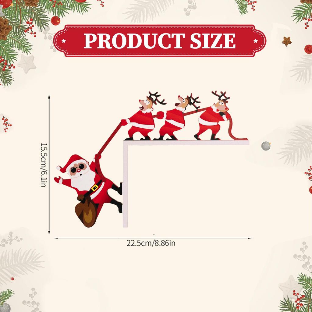 Weihnachts-Türrahmenschild Lustiger Aufsatz Holzornament für Schrank Innen Außen Kaminsims