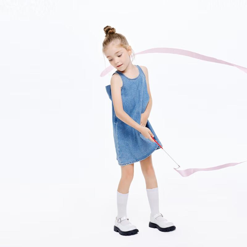 Little MO&Co. Girls' Denim Sleeveless Bow Dress