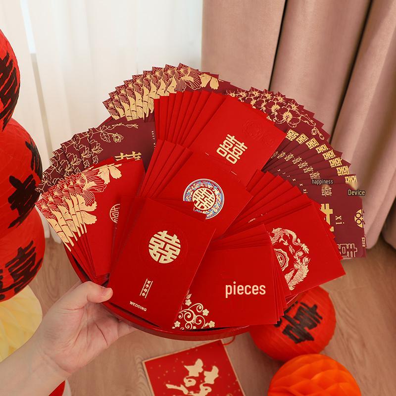 Gelin Alımı ve Kapı Hediyesi İçin Kişiselleştirilmiş Orta Boy Kırmızı Düğün Zarfı