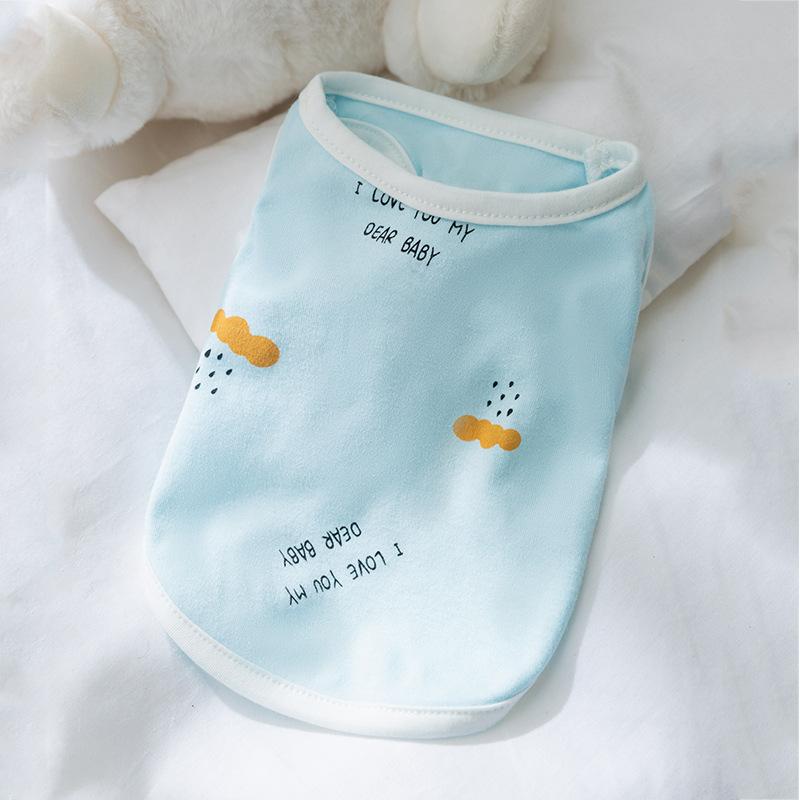 Fresh and cute printed vest dog clothes spring and summer thin Bigbear Teddy Schnauzer puppy pet clothing