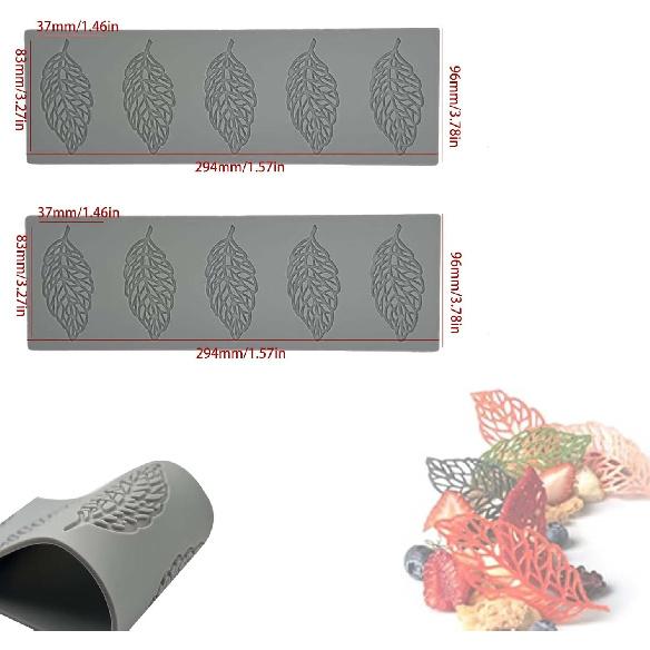 2 Pack of White Silicone Leaf Molds for Baking Fondant Tuile Molds, Hollow 3D Branches and Leaves Silicone Cake Molds, Perfect for Cake Decoration,